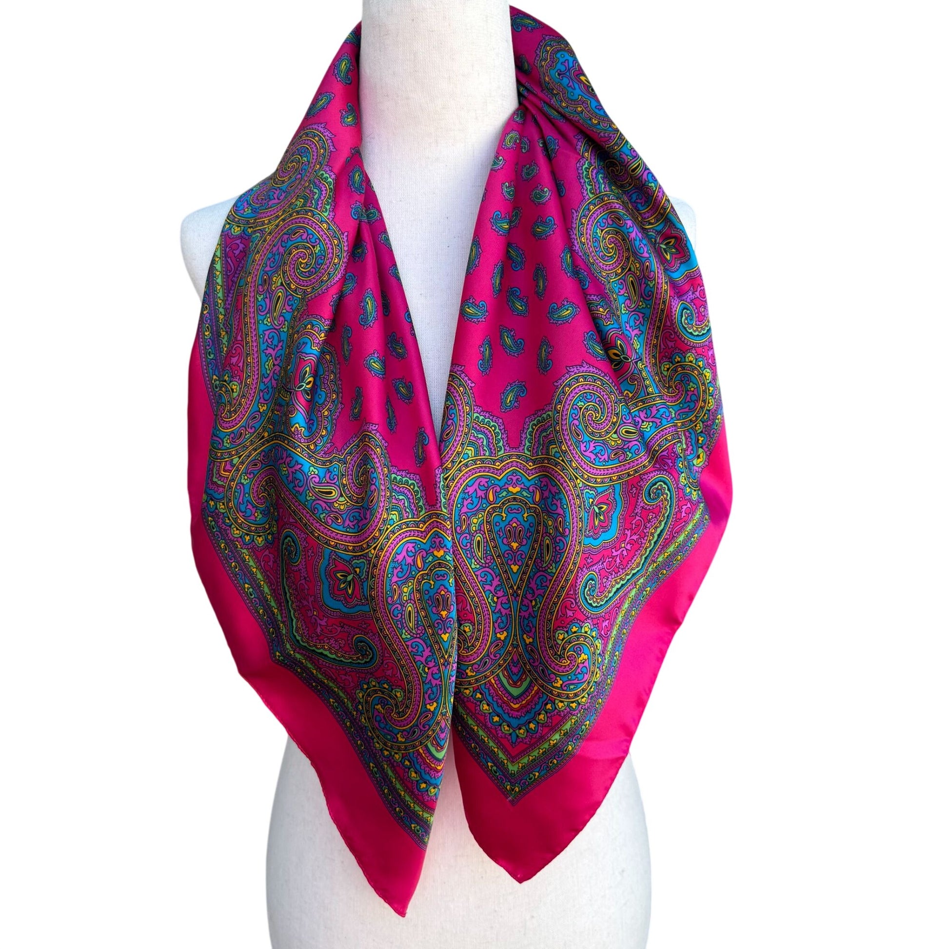 Vintage Montgomery Ward Pink Paisley Scarf Wrap Shawl Made In Italy 30" Square