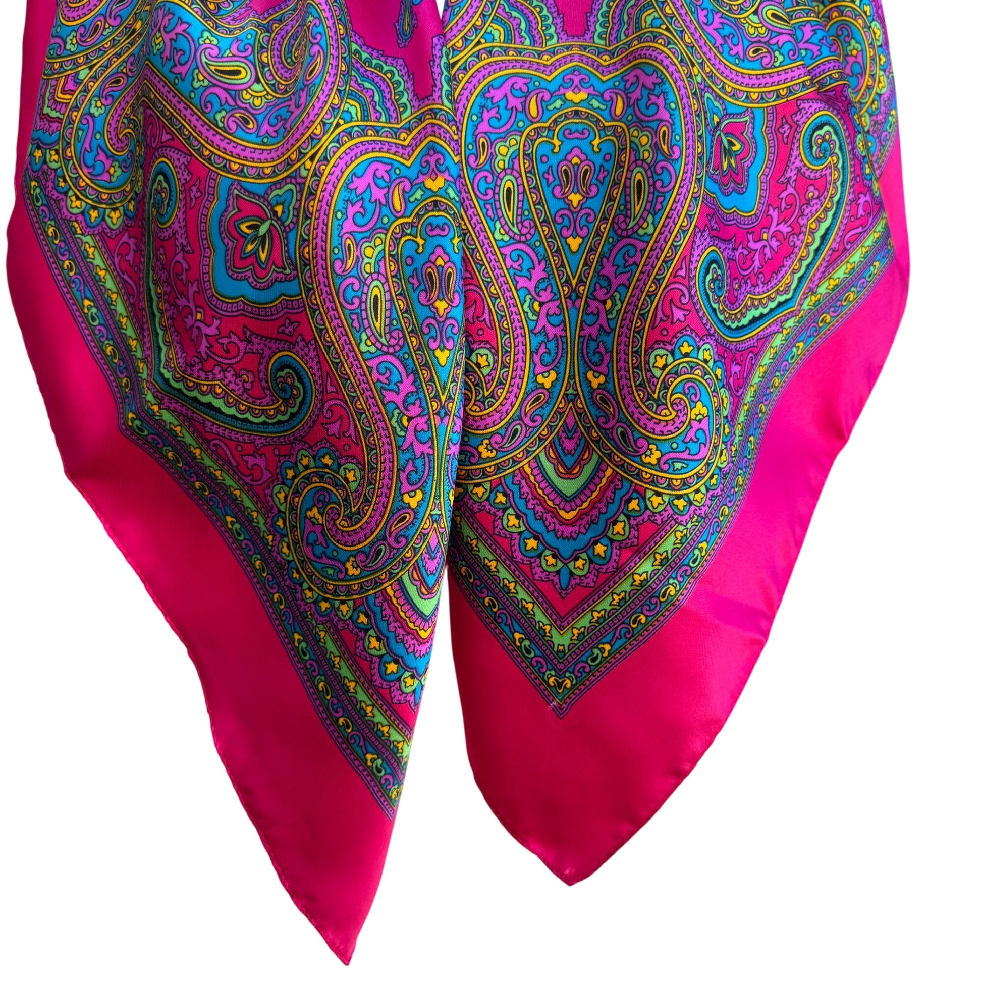 Vintage Montgomery Ward Pink Paisley Scarf Wrap Shawl Made In Italy 30" Square