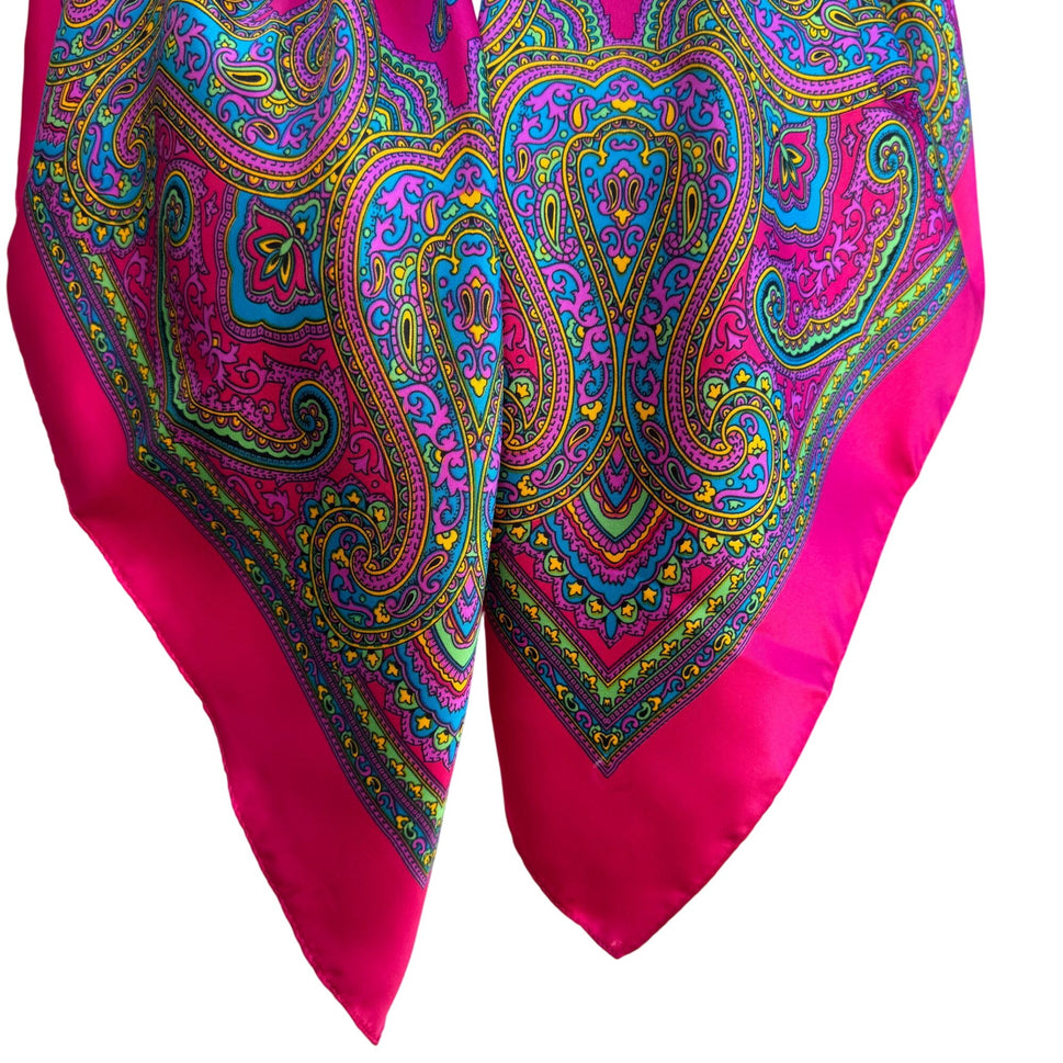 Vintage Montgomery Ward Pink Paisley Scarf Wrap Shawl Made In Italy 30" Square