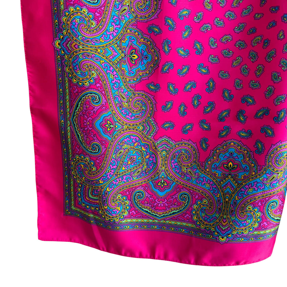 Vintage Montgomery Ward Pink Paisley Scarf Wrap Shawl Made In Italy 30" Square