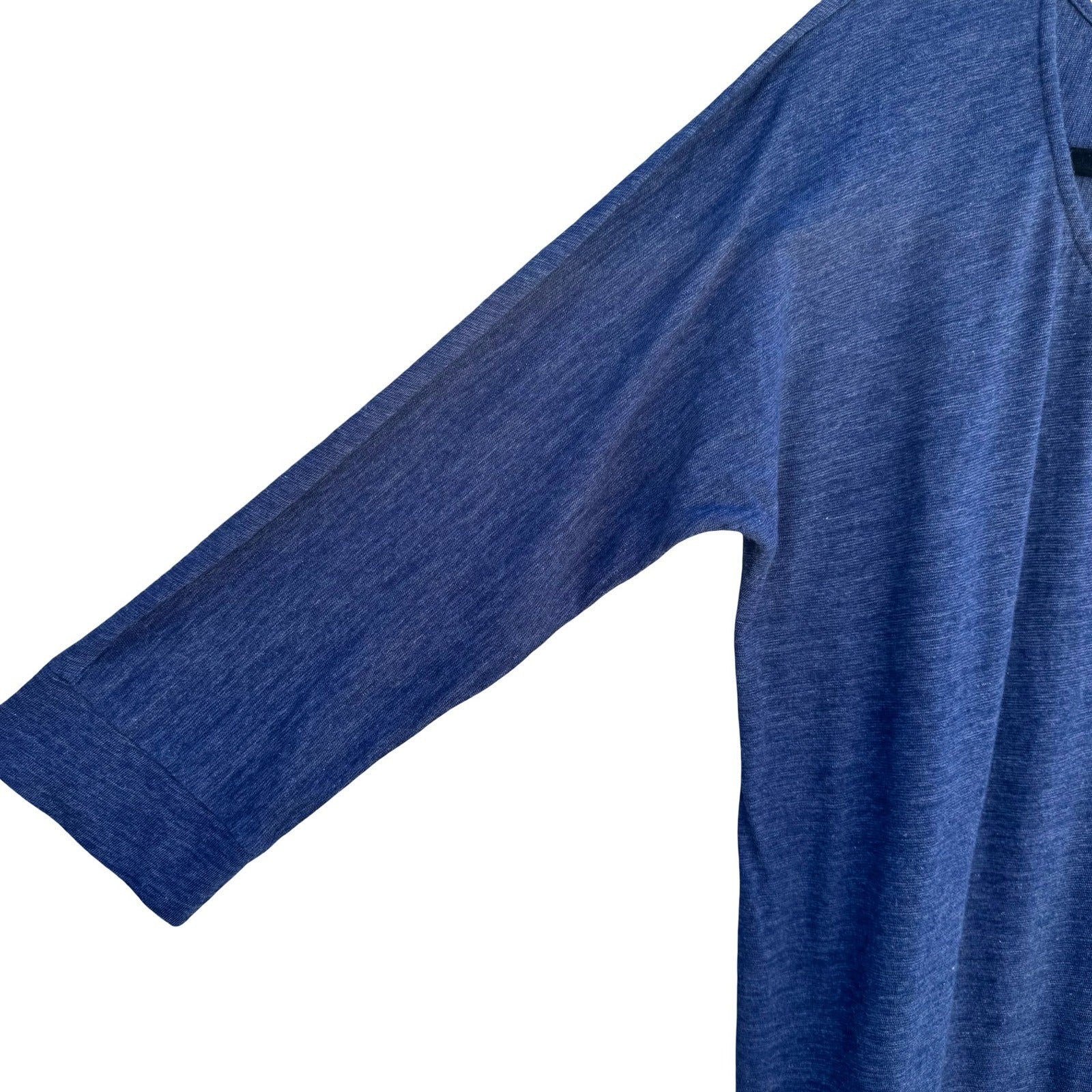 Gap WKND 3/4 Dolman Sleeve Top Marine Blue Heathered Scoop Neck L Minimalist