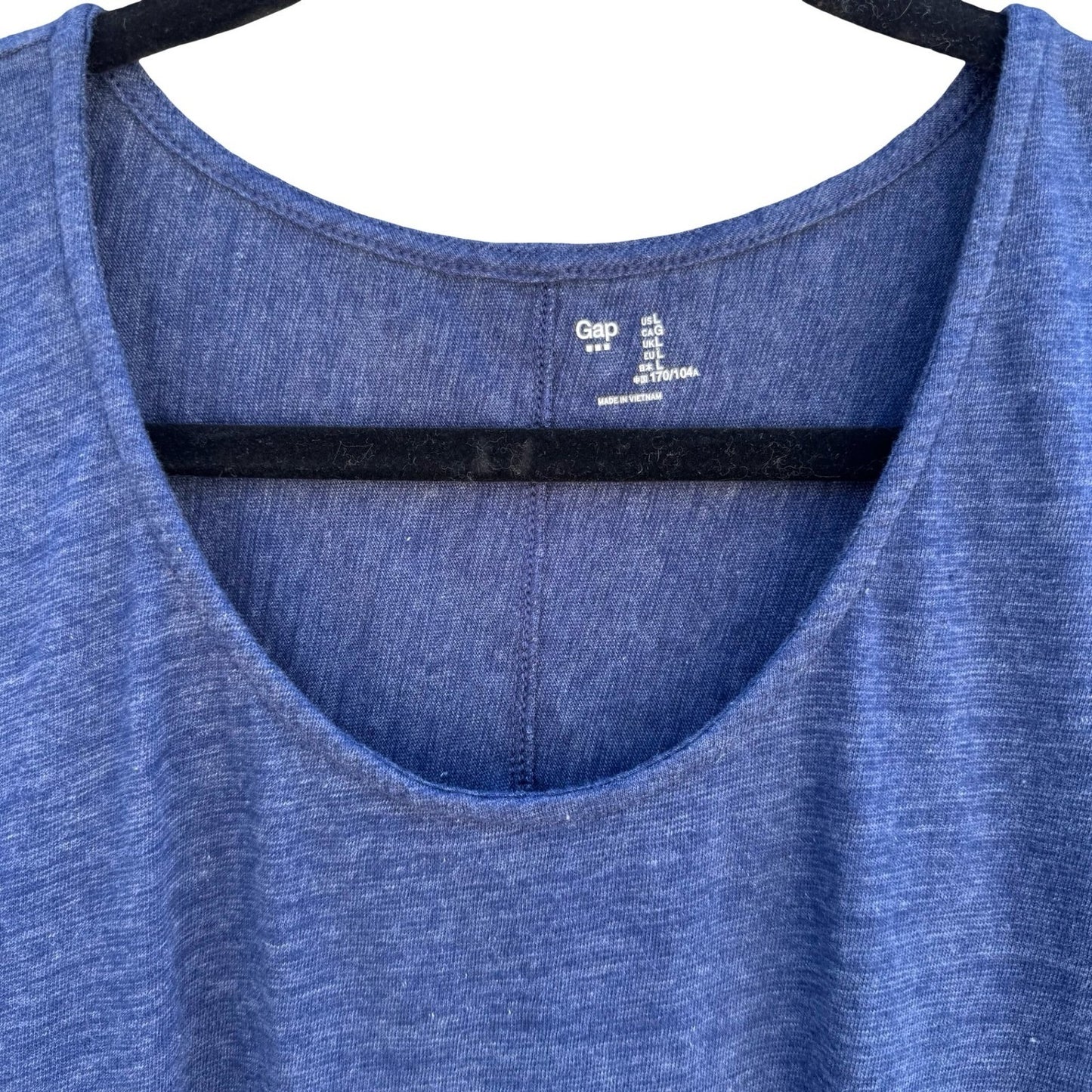 Gap WKND 3/4 Dolman Sleeve Top Marine Blue Heathered Scoop Neck L Minimalist