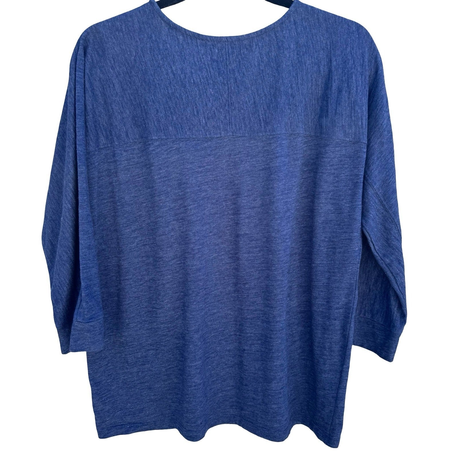 Gap WKND 3/4 Dolman Sleeve Top Marine Blue Heathered Scoop Neck L Minimalist