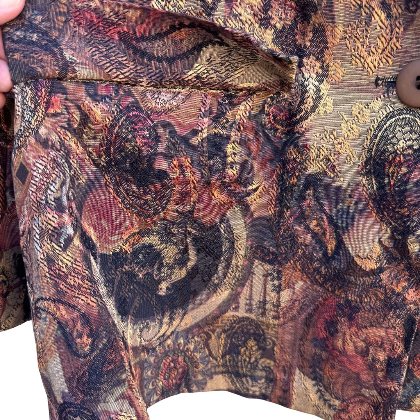 JBT Sport Petite By Fritzi Vintage Womens Paisley Jacquard One Button Blazer PM