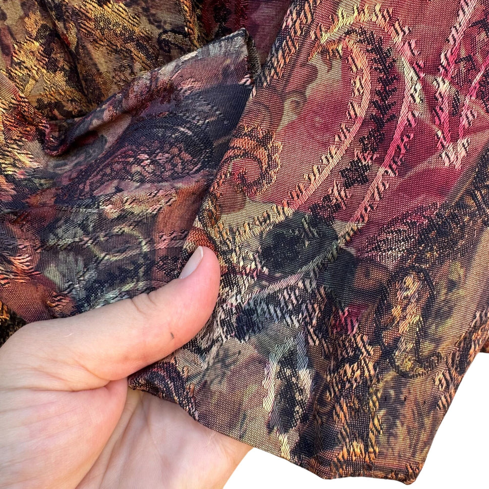 JBT Sport Petite By Fritzi Vintage Womens Paisley Jacquard One Button Blazer PM