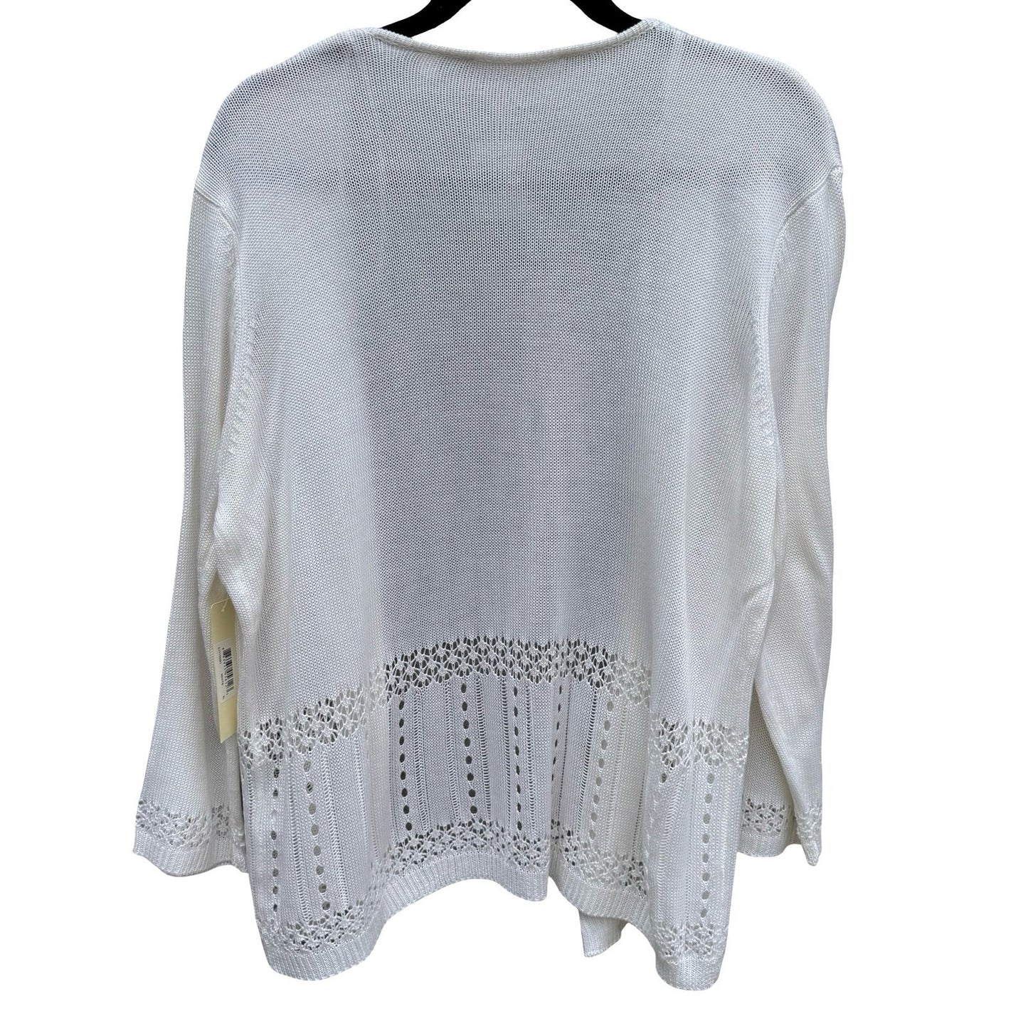 Cyrus Womens XL White Open Front Pointelle Knit Cardigan NEW Coastal Layering