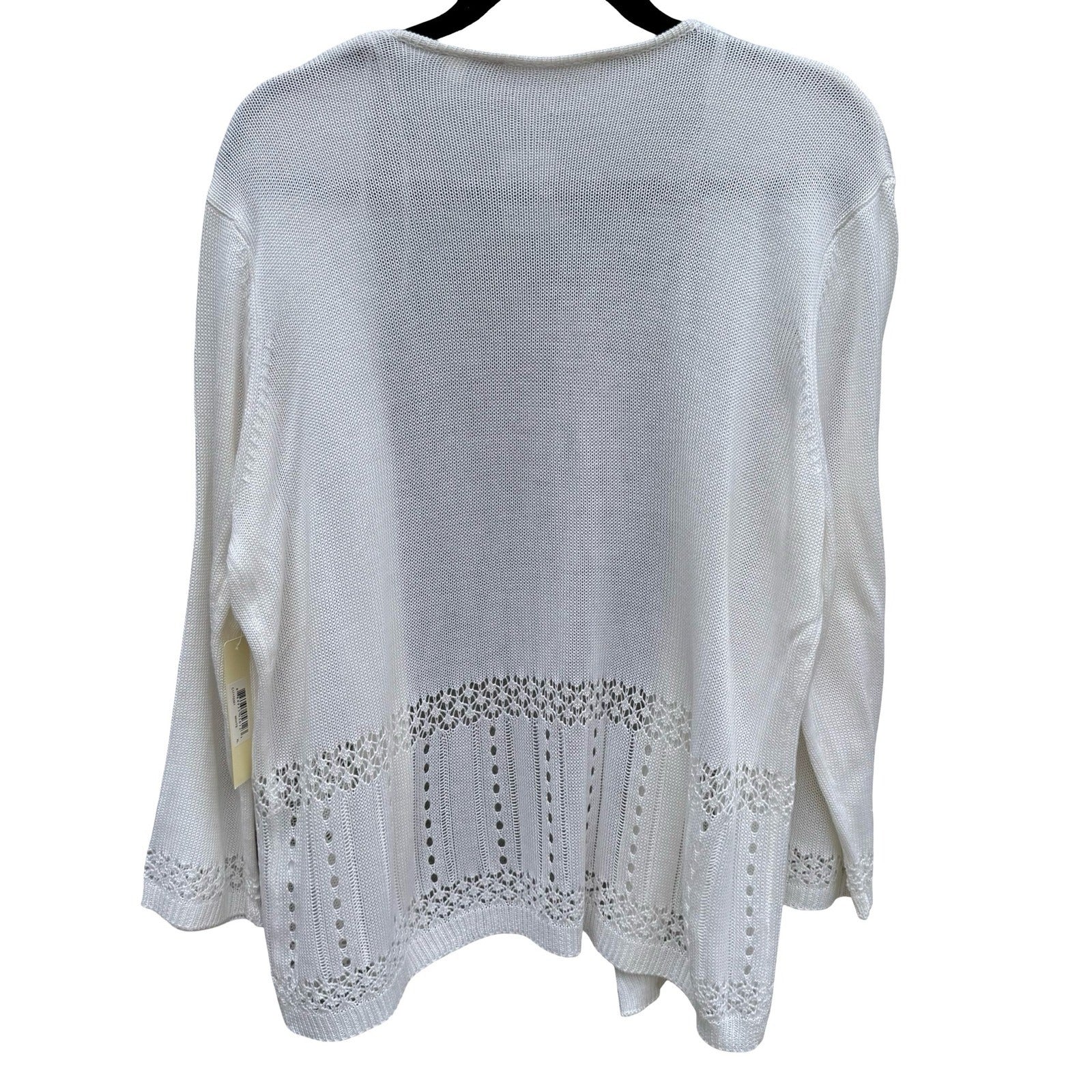 Cyrus Womens XL White Open Front Pointelle Knit Cardigan NEW Coastal Layering
