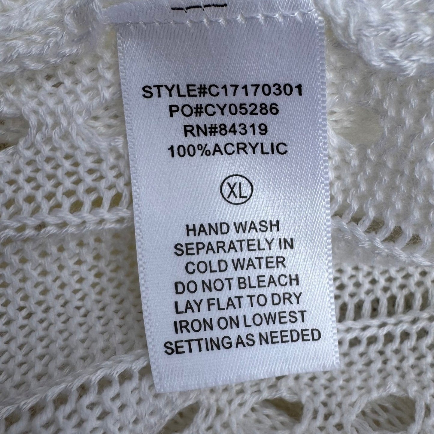 Cyrus Womens XL White Open Front Pointelle Knit Cardigan NEW Coastal Layering