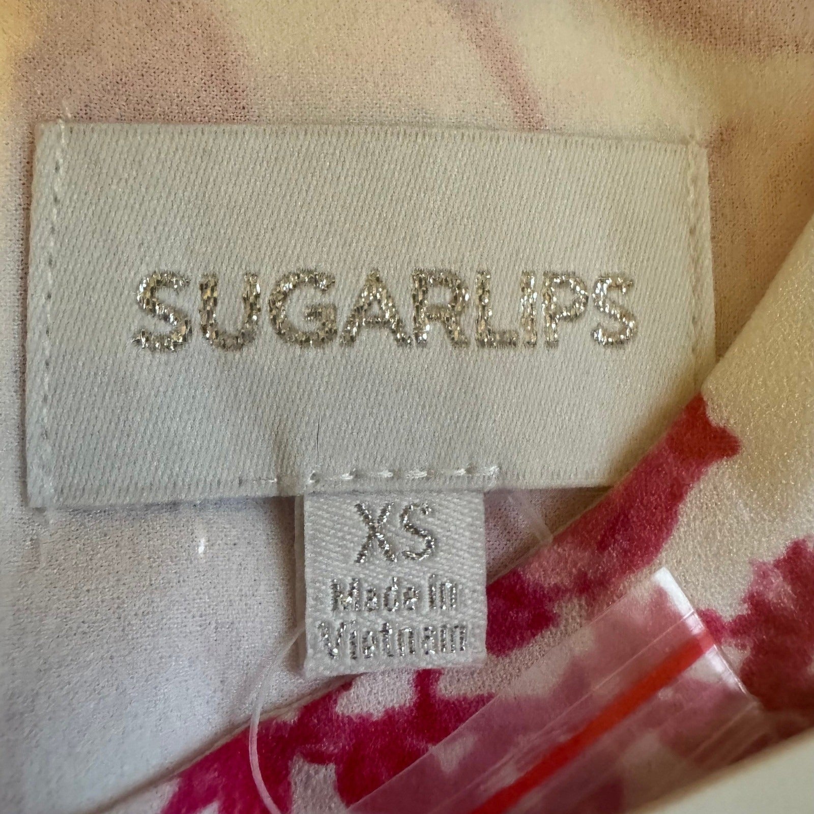 Sugarlips Pink Floral Long Balloon Sleeve Mini Dress White Tie Waist NWT Size XS