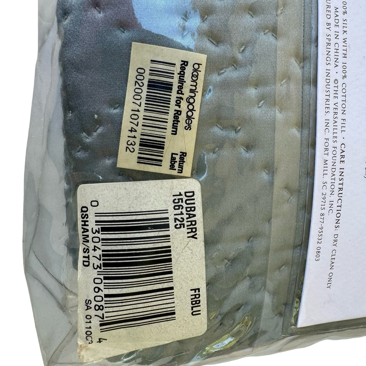 Court of Versailles du Barry Silk Quilted Pillow Sham Blue Green Standard One Sz