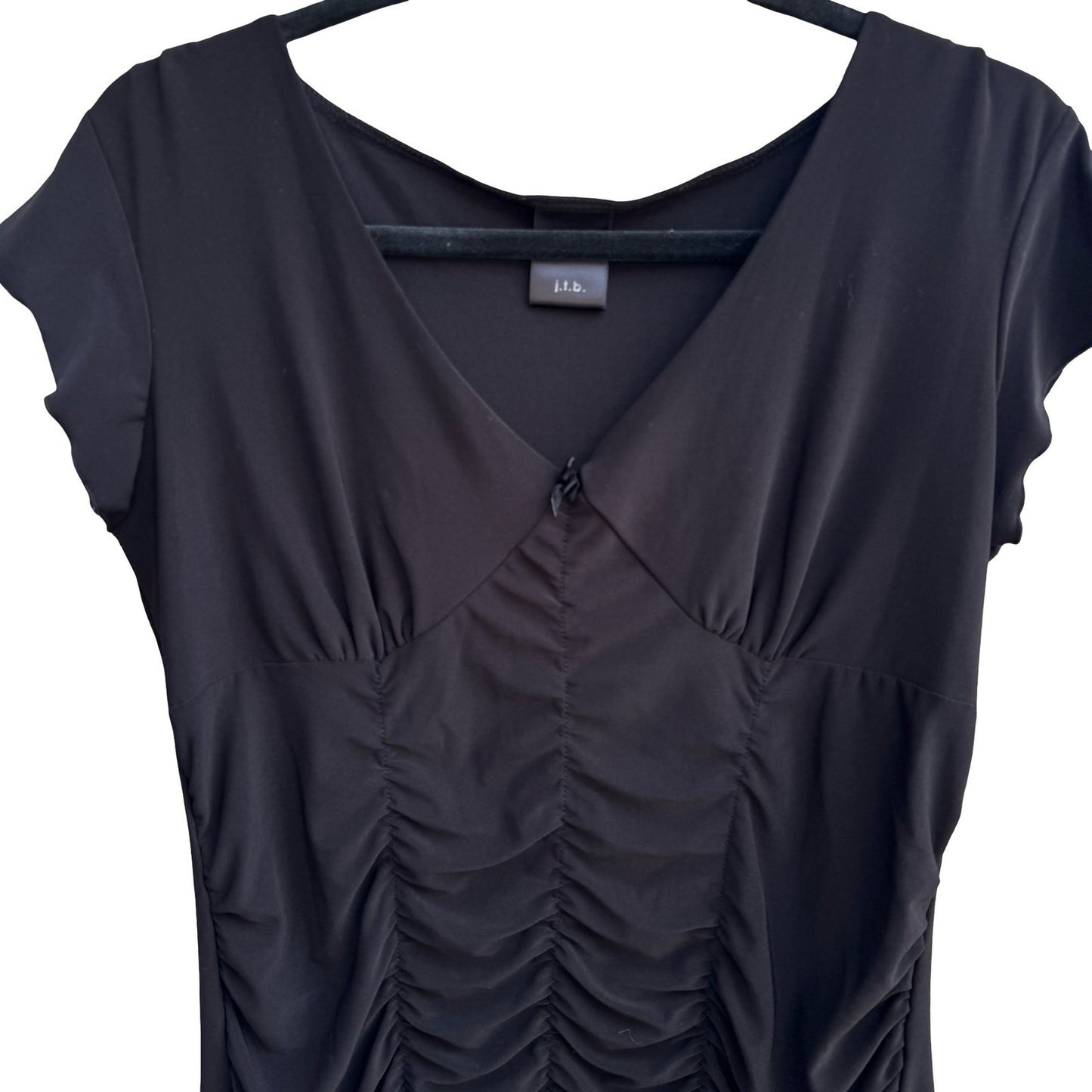 JTB Y2K Whimsigoth Coquette Romantic Ruched V-Neck Minimalist Goth Blouse XL