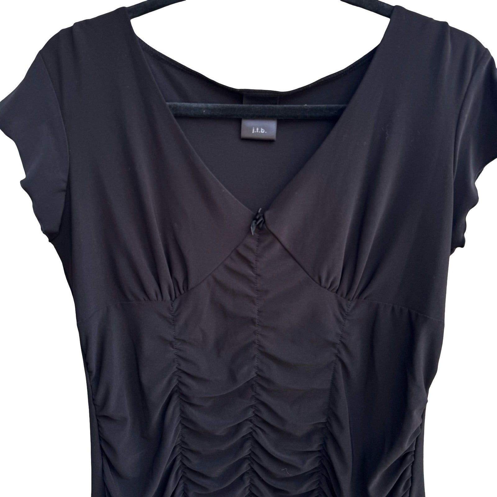 JTB Y2K Whimsigoth Coquette Romantic Ruched V-Neck Minimalist Goth Blouse XL