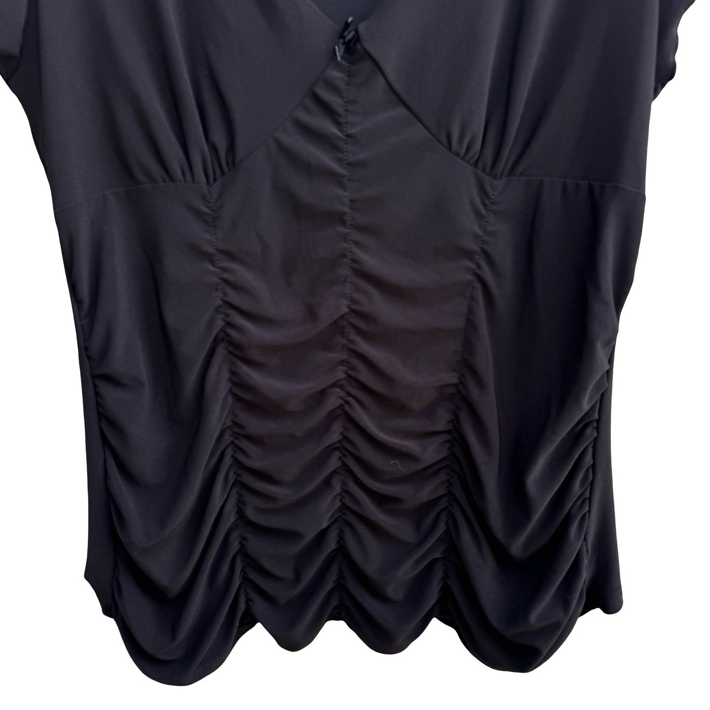 JTB Y2K Whimsigoth Coquette Romantic Ruched V-Neck Minimalist Goth Blouse XL