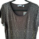 Switch Isaac Mizrahi Glam Party Shimmer Sequin Swirl Glam Scoop Neck Top Black L NWOT 3 image