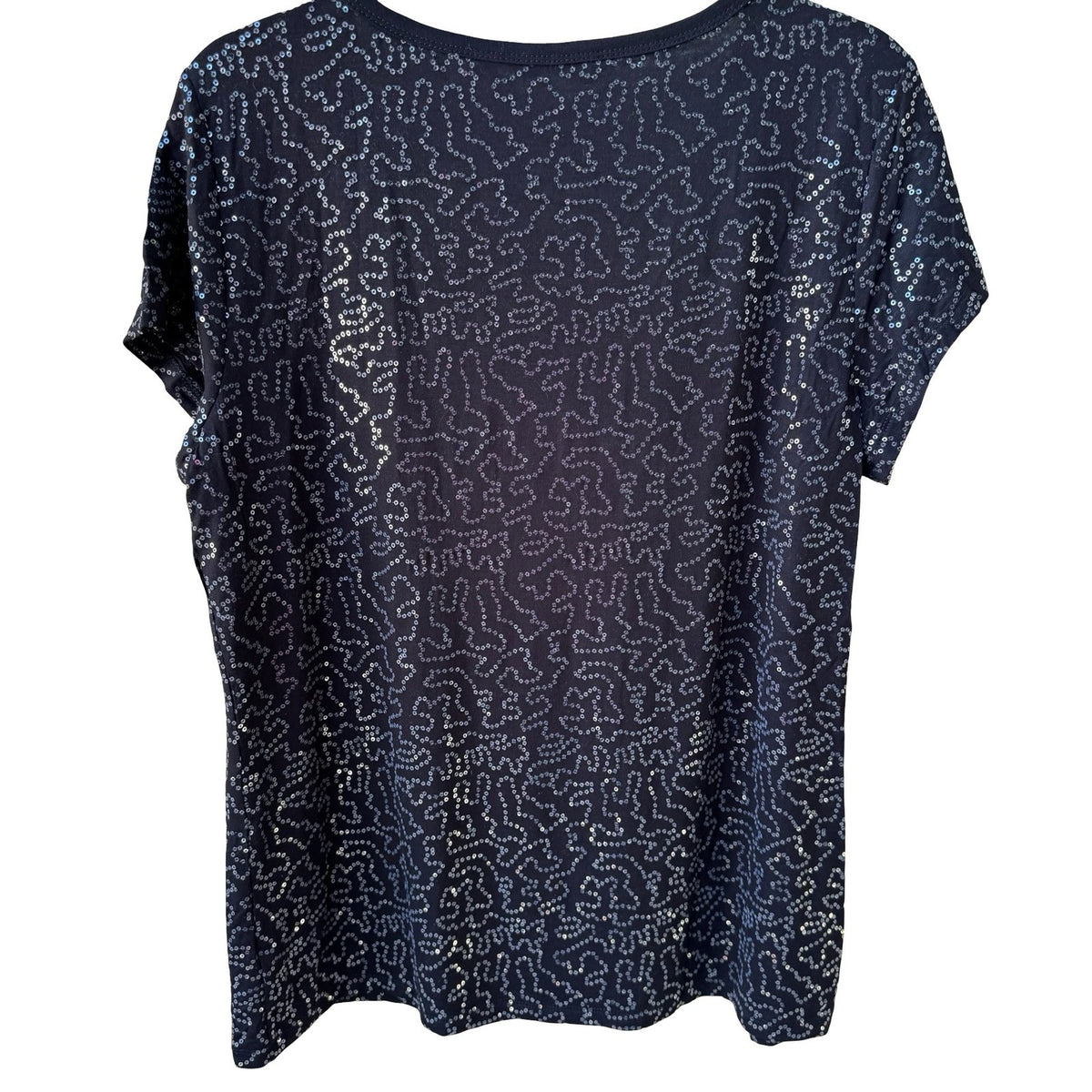 Isaac Mizrahi Glam Party Shimmer Sequin Swirl Glam Scoop Neck Top Black L NWOT