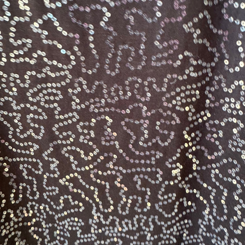 Isaac Mizrahi Glam Party Shimmer Sequin Swirl Glam Scoop Neck Top Black L NWOT