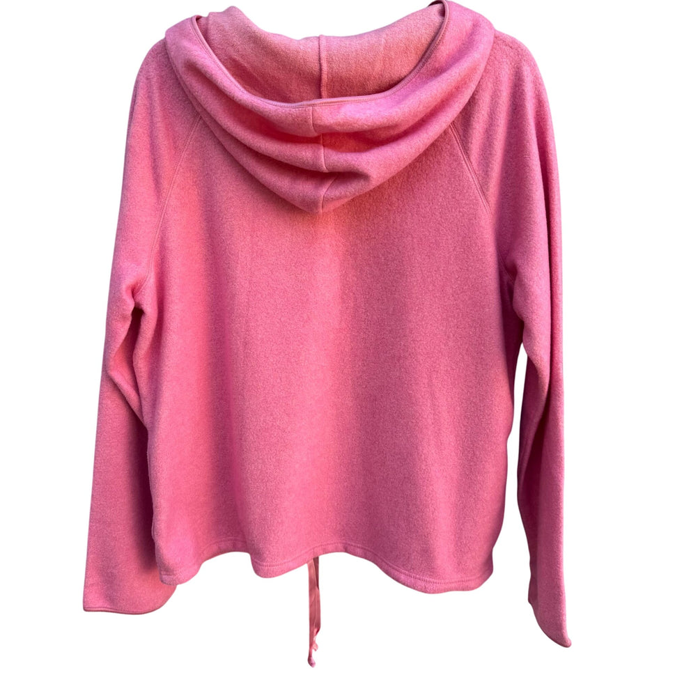 Gap Pink Hooded Fleece Pullover Drawstring Hem Kangaroo Pocket Hoodie Sweatshirt XL