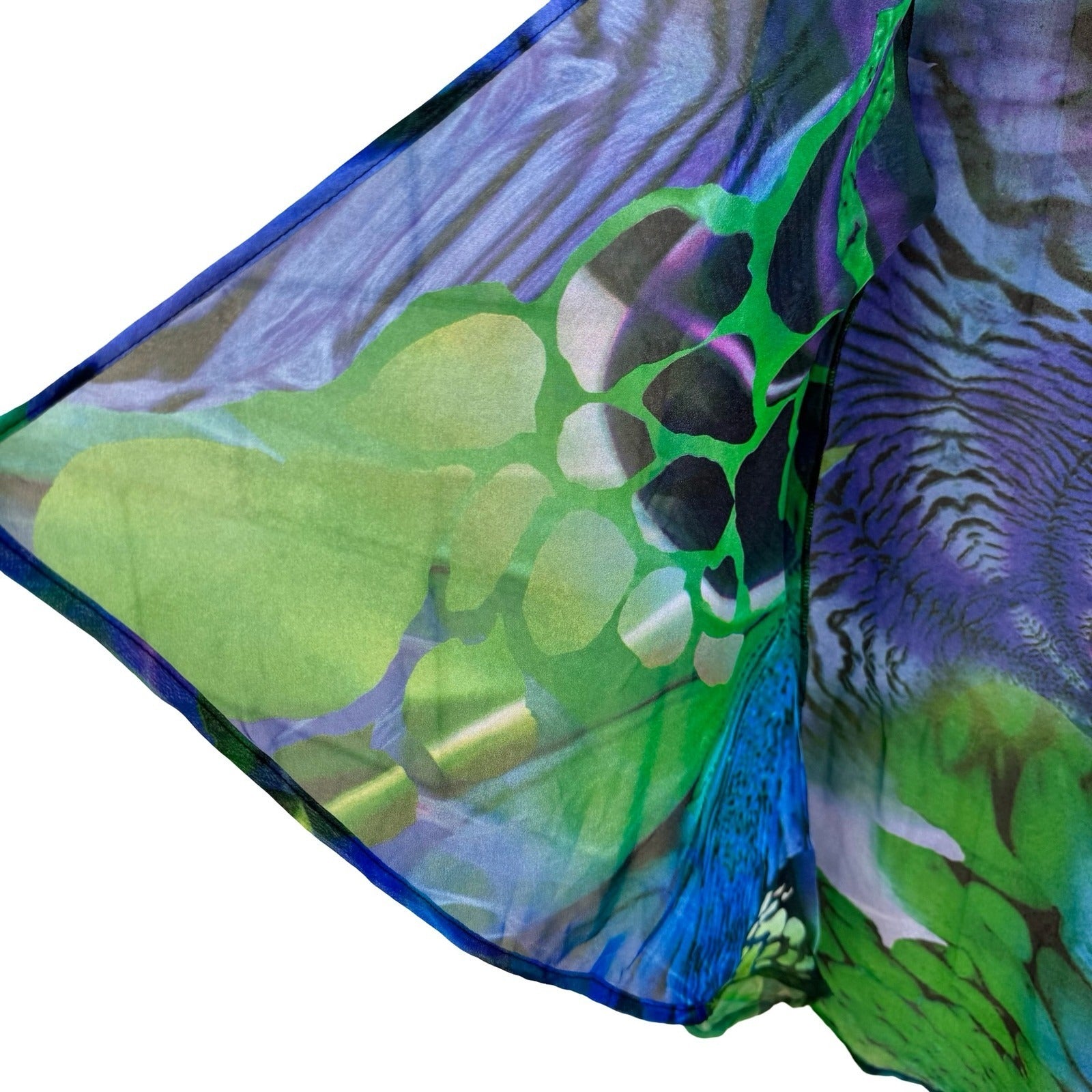 All Hours Watercolor Art Blue Abstract Butterfly Sheer Kimono Cardigan Womens L