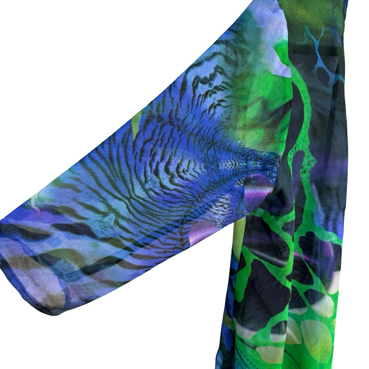 All Hours Watercolor Art Blue Abstract Butterfly Sheer Kimono Cardigan Womens L