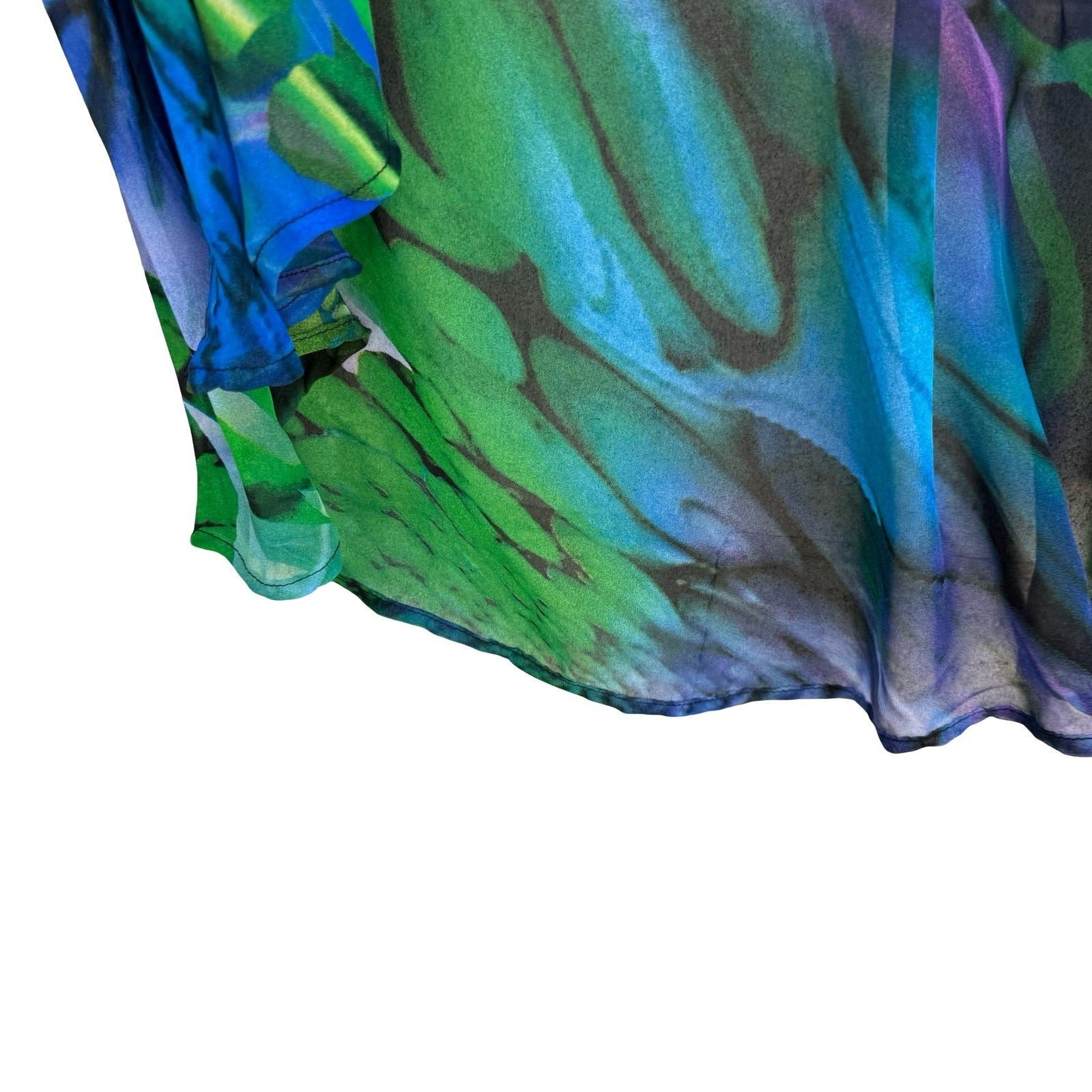 All Hours Watercolor Art Blue Abstract Butterfly Sheer Kimono Cardigan Womens L
