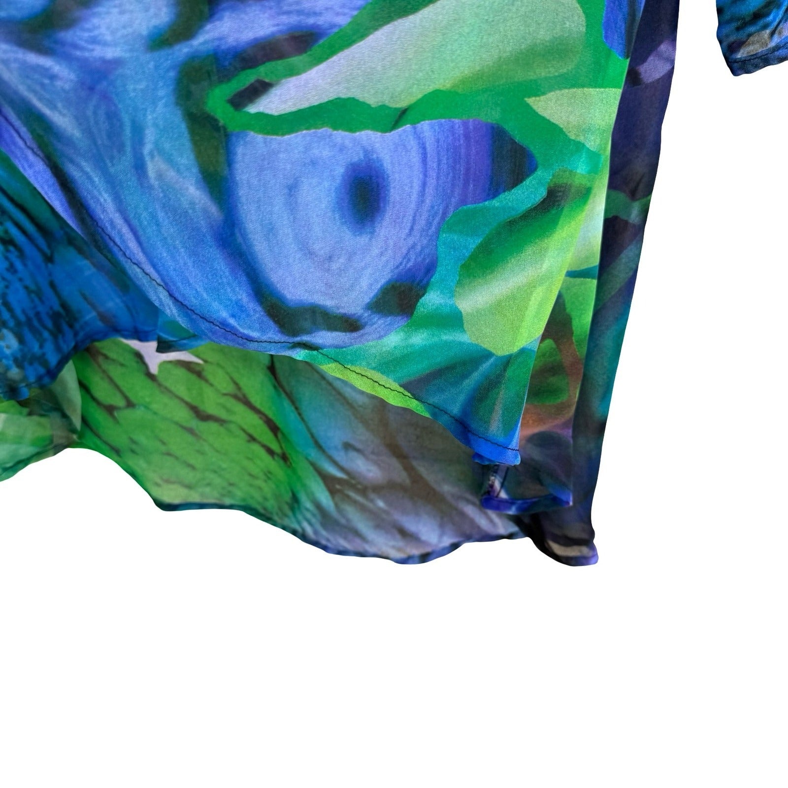 All Hours Watercolor Art Blue Abstract Butterfly Sheer Kimono Cardigan Womens L