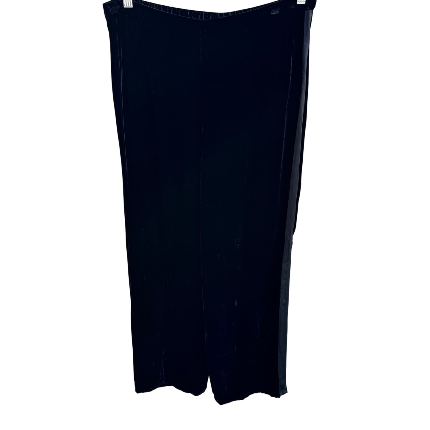 Bloomingdales Vintage Womens Black Velvet Wide-Leg Tuxedo Style Pant Silk Blend