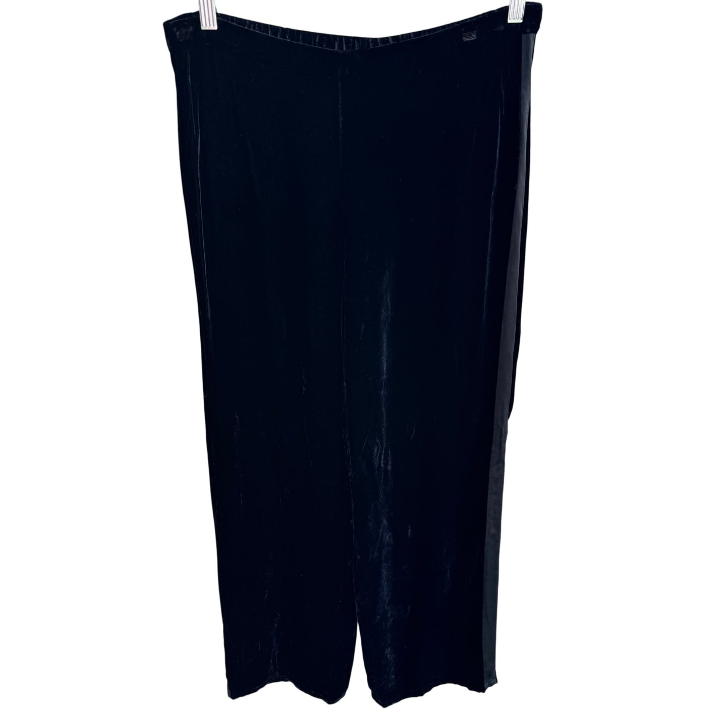 Bloomingdales Vintage Womens Black Velvet Wide-Leg Tuxedo Style Pant Silk Blend