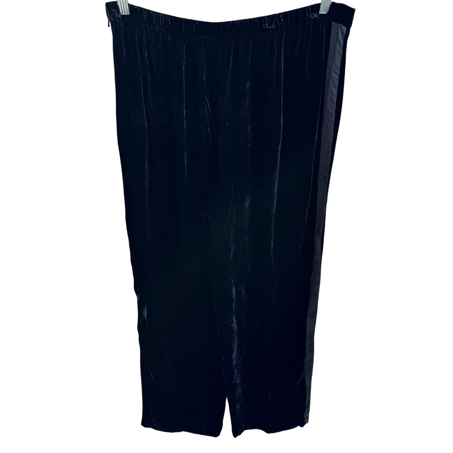 Bloomingdales Vintage Womens Black Velvet Wide-Leg Tuxedo Style Pant Silk Blend