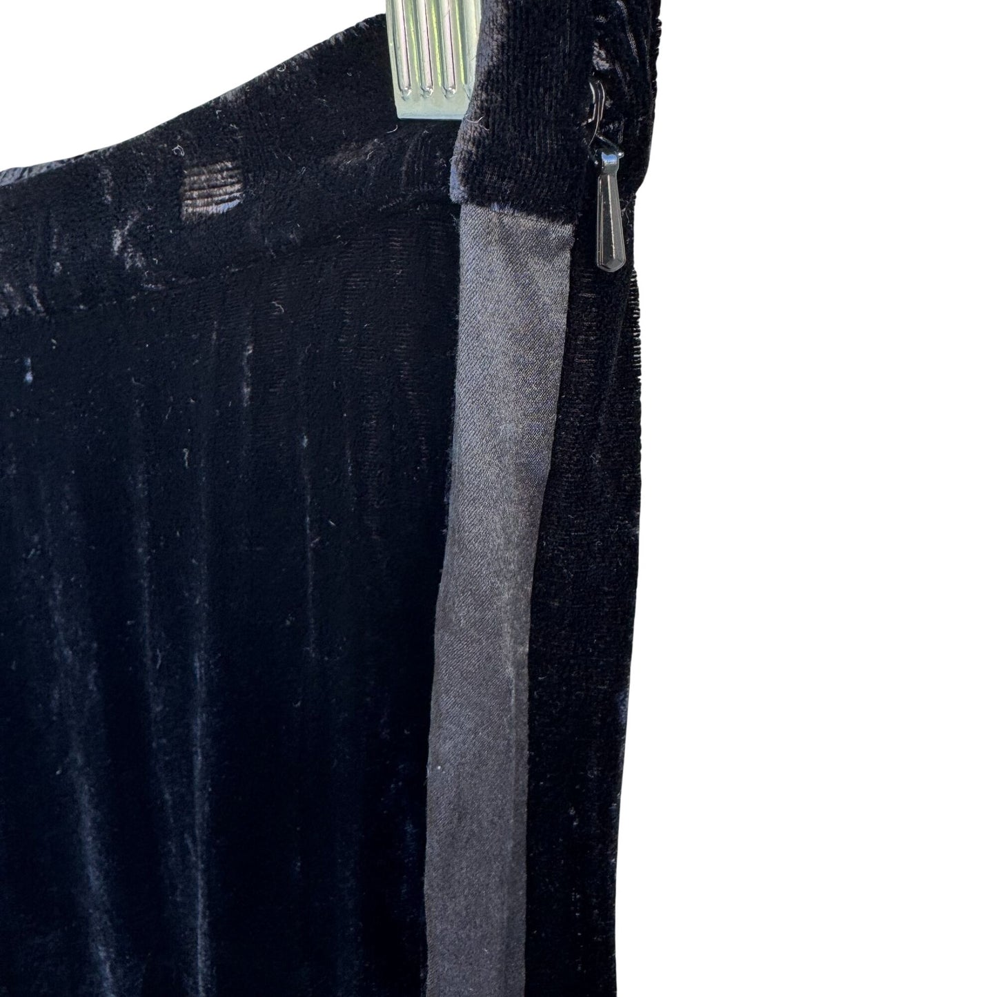 Bloomingdales Vintage Womens Black Velvet Wide-Leg Tuxedo Style Pant Silk Blend