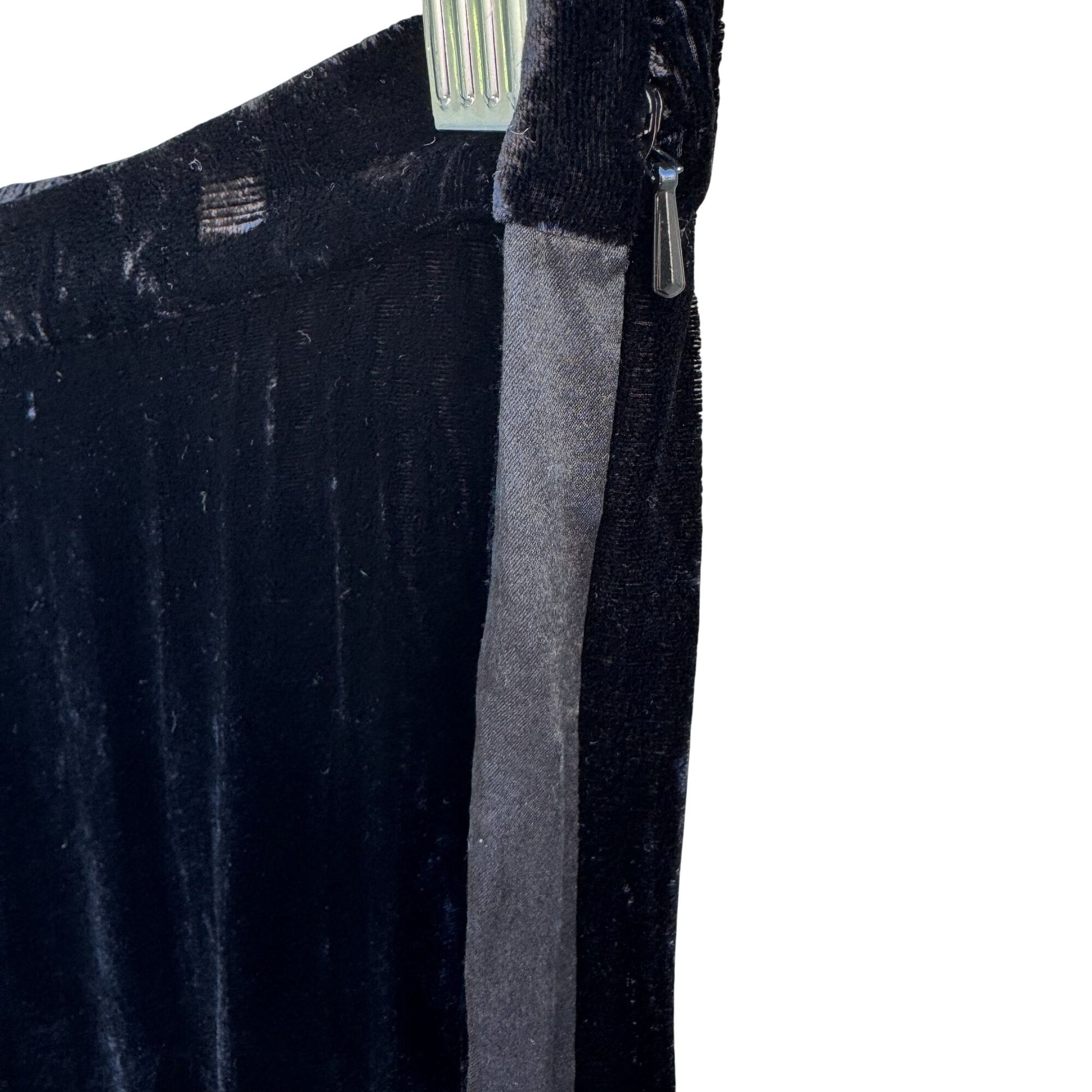 Bloomingdales Vintage Womens Black Velvet Wide-Leg Tuxedo Style Pant Silk Blend