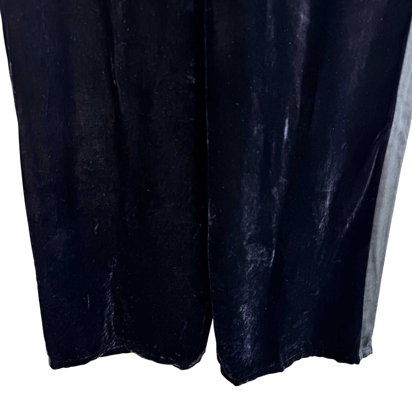 Bloomingdales Vintage Womens Black Velvet Wide-Leg Tuxedo Style Pant Silk Blend
