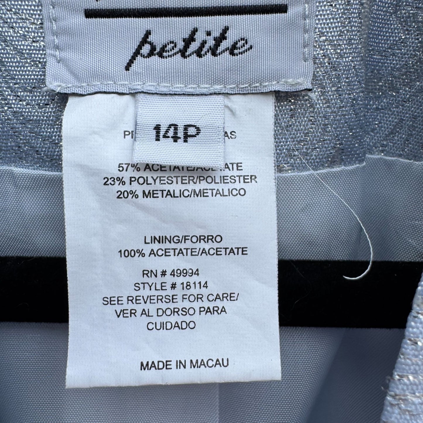 R&M Richards Blue Silver Formal Jacket Full Length Dress Metallic 2 Piece Set 14P