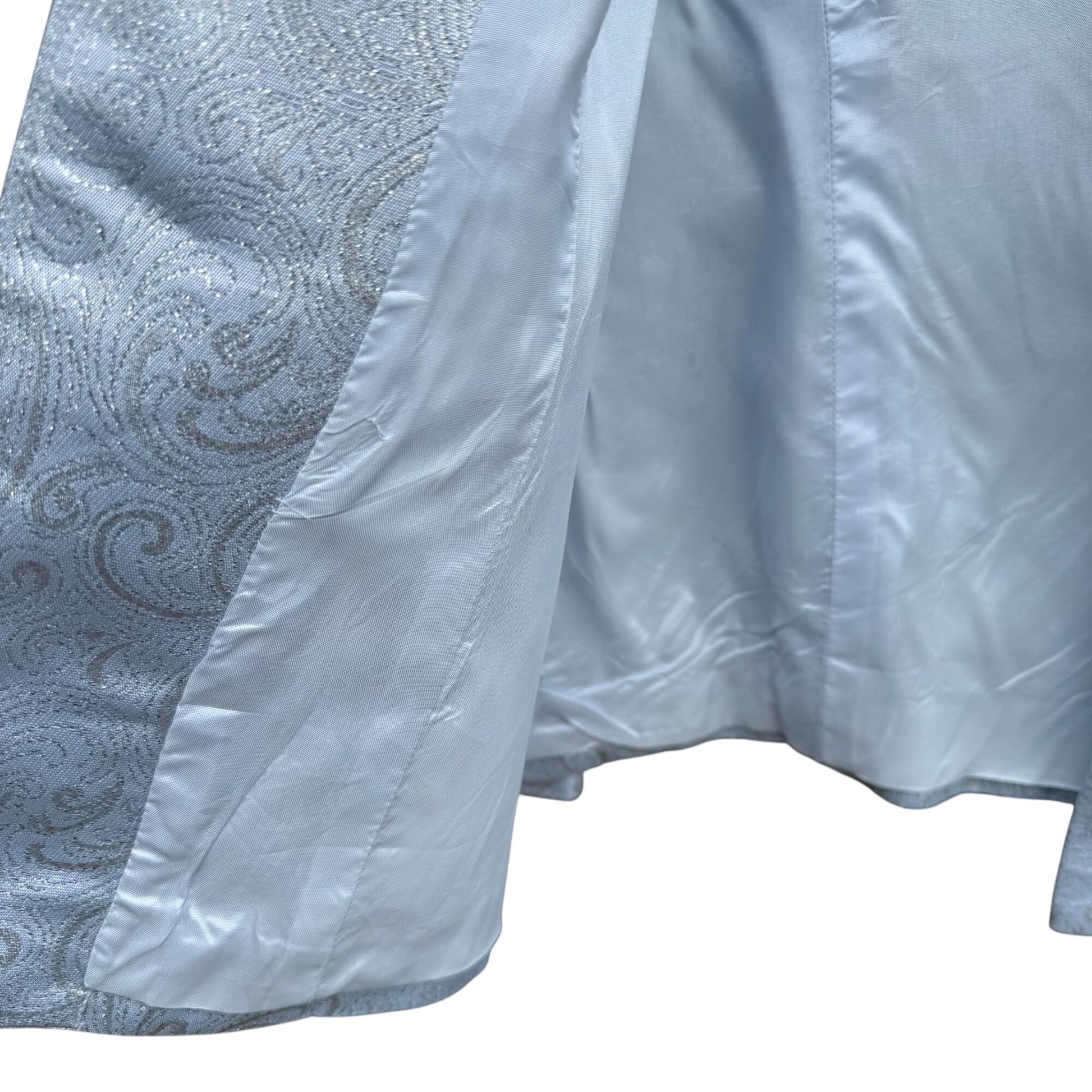 R&M Richards Blue Silver Formal Jacket Full Length Dress Metallic 2 Piece Set 14P