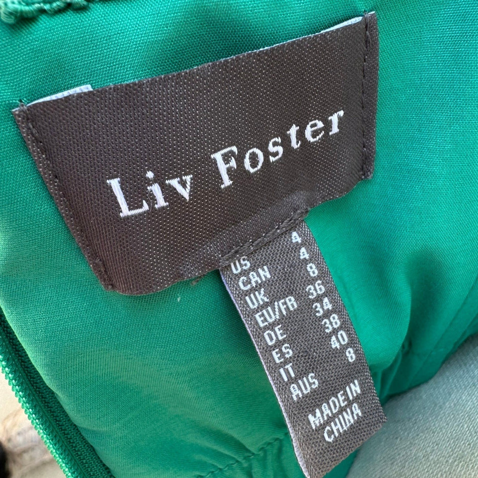 Liv Foster Emerald Green Strapless Ruffle Asymmetric Formal Midi Dress 4 Mermaid