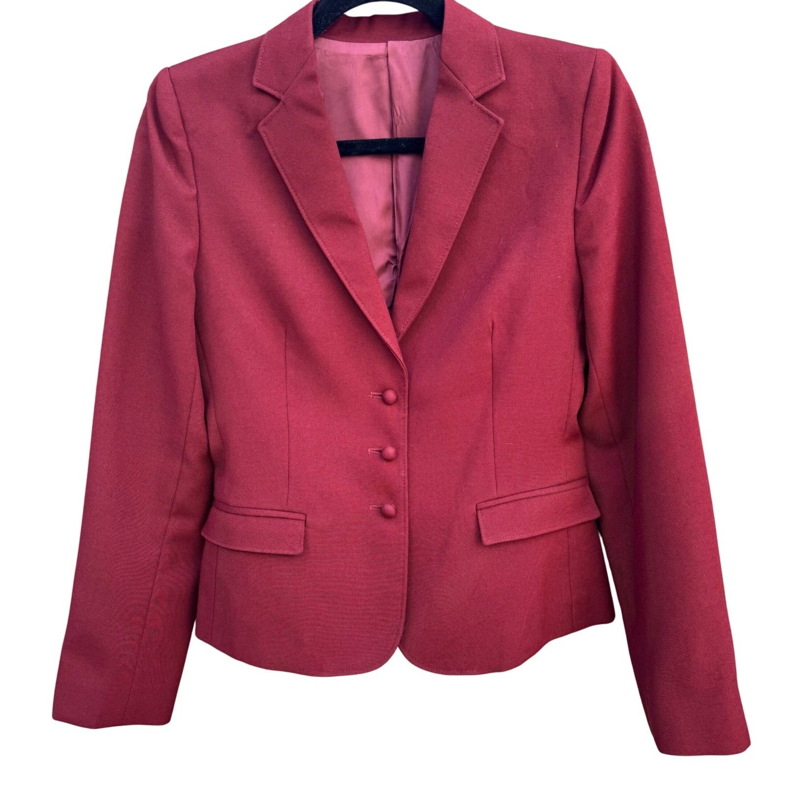 Eric Sands Vintage Burgundy Blazer Tailored 3 Button Professional Jacket Women S