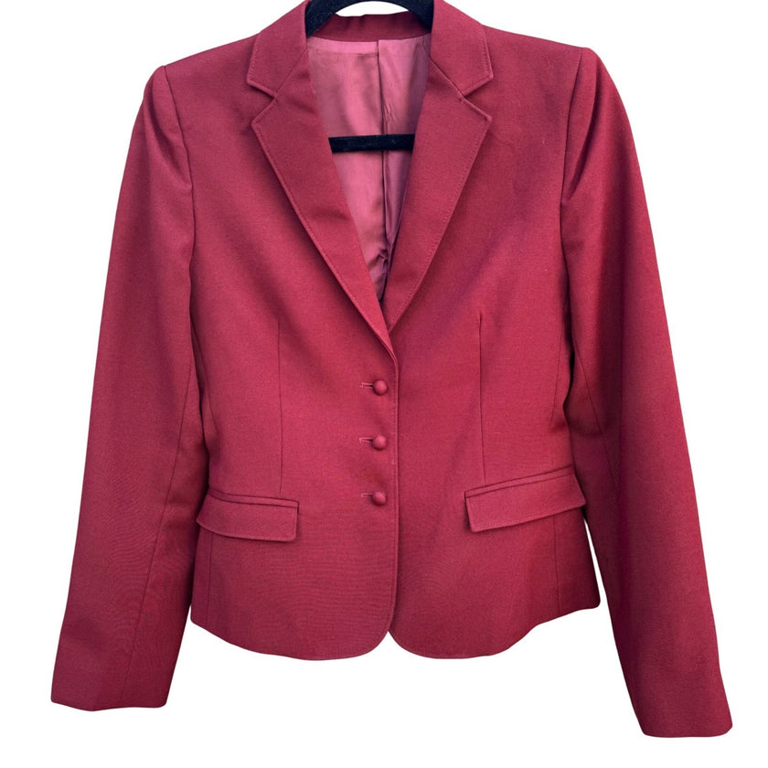 Eric Sands Vintage Burgundy Blazer Tailored 3 Button Professional Jacket Women S