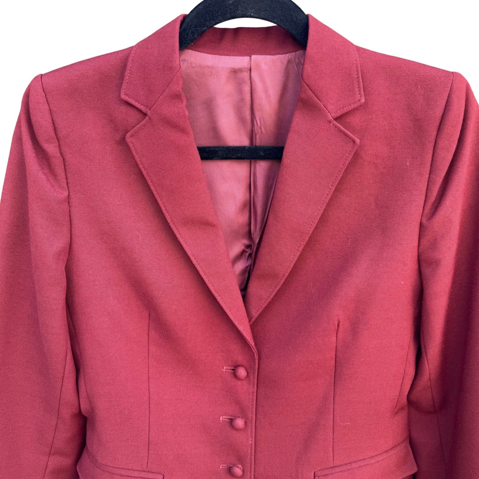 Eric Sands Vintage Burgundy Blazer Tailored 3 Button Professional Jacket Women S