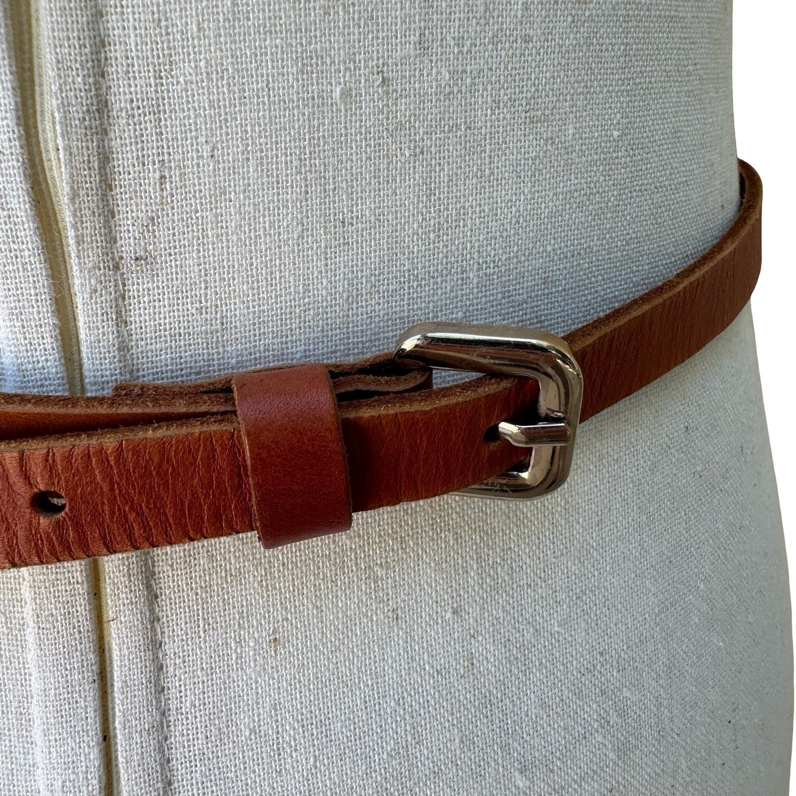 Gap Y2K Coquette Feminine Preppy Skinny Bow Belt Brown Genuine Leather Womens XS