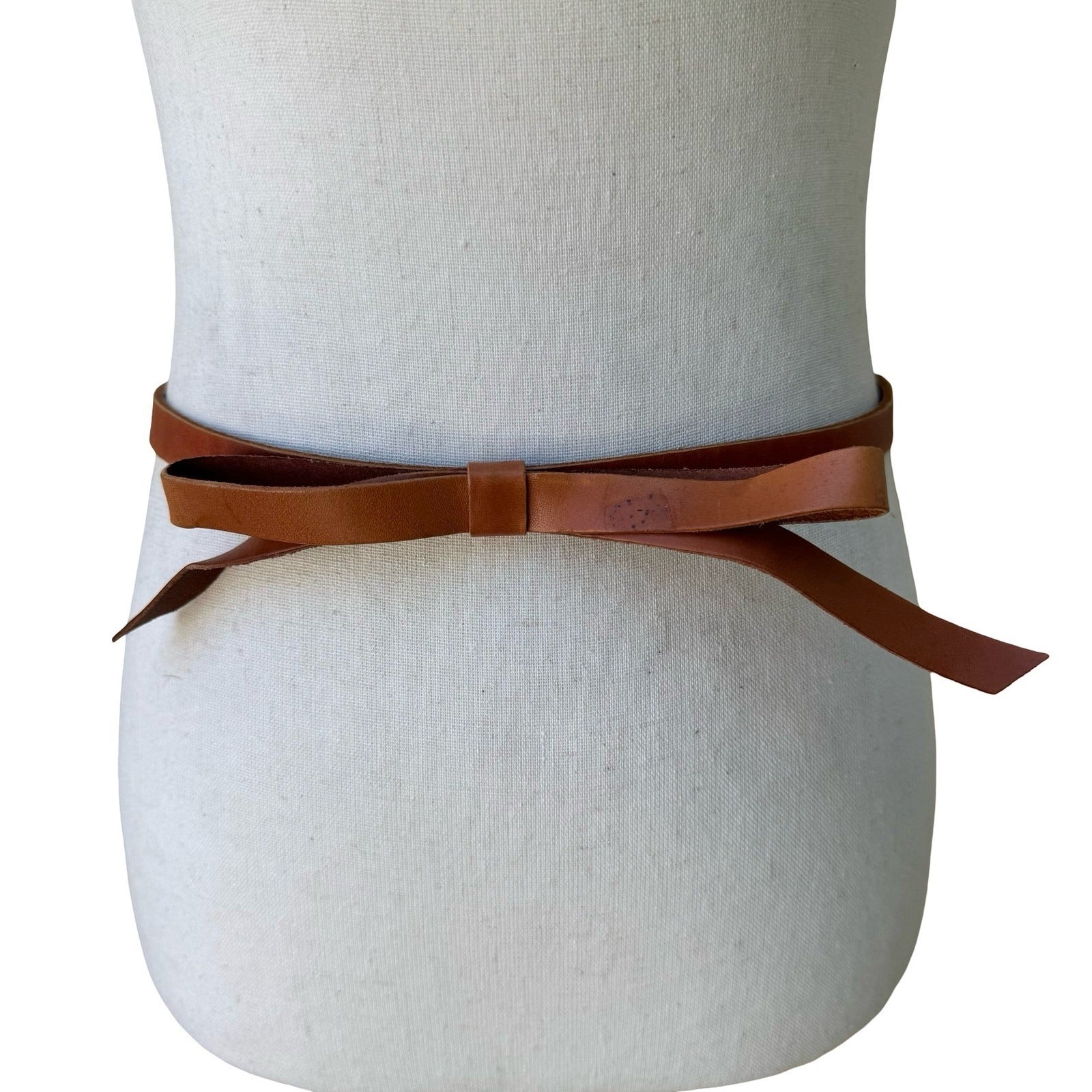 Gap Y2K Coquette Feminine Preppy Skinny Bow Belt Brown Genuine Leather Womens XS