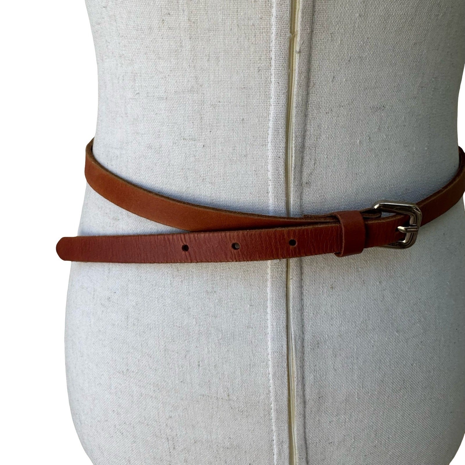 Gap Y2K Coquette Feminine Preppy Skinny Bow Belt Brown Genuine Leather Womens XS