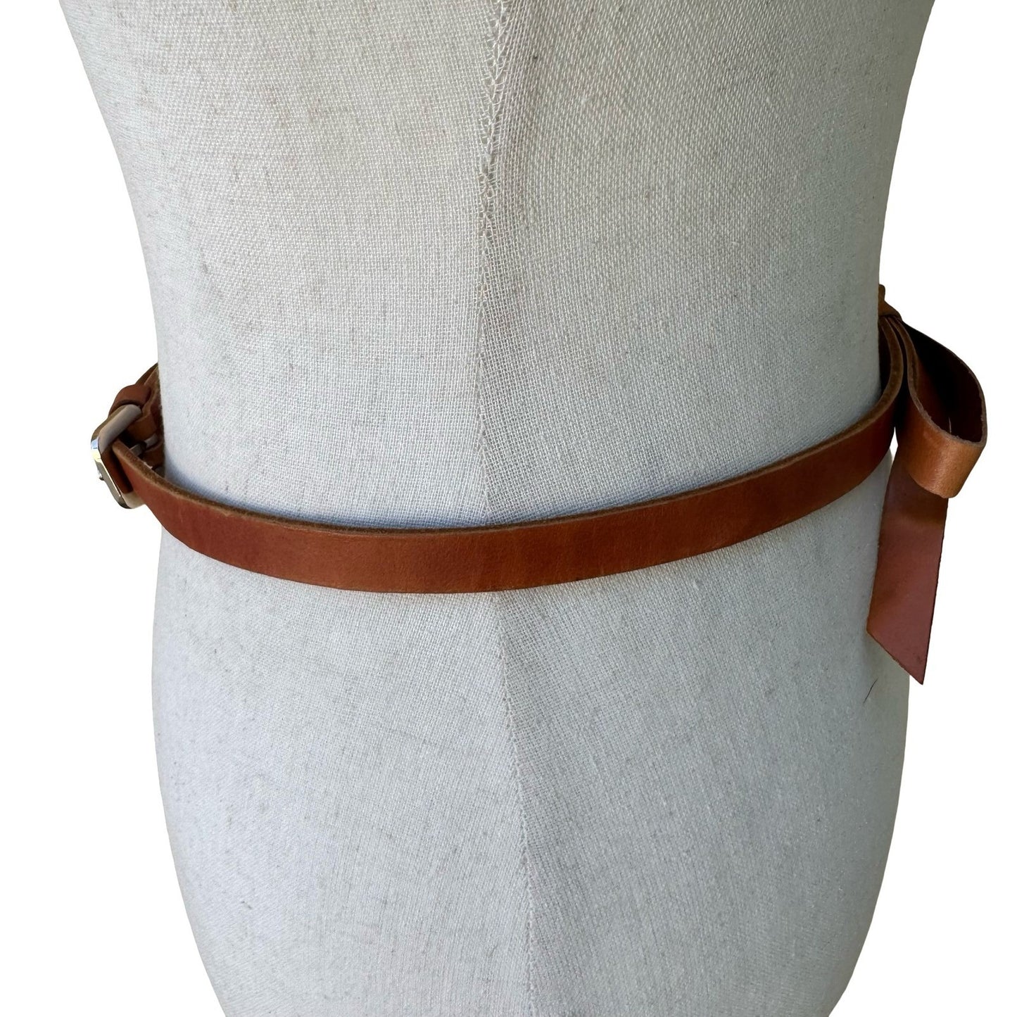 Gap Y2K Coquette Feminine Preppy Skinny Bow Belt Brown Genuine Leather Womens XS