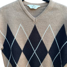 Switch HM Argyle Schoolgirl Indie Collegiate V-Neck Preppy Dark Academia Knit Sweater M 3 image