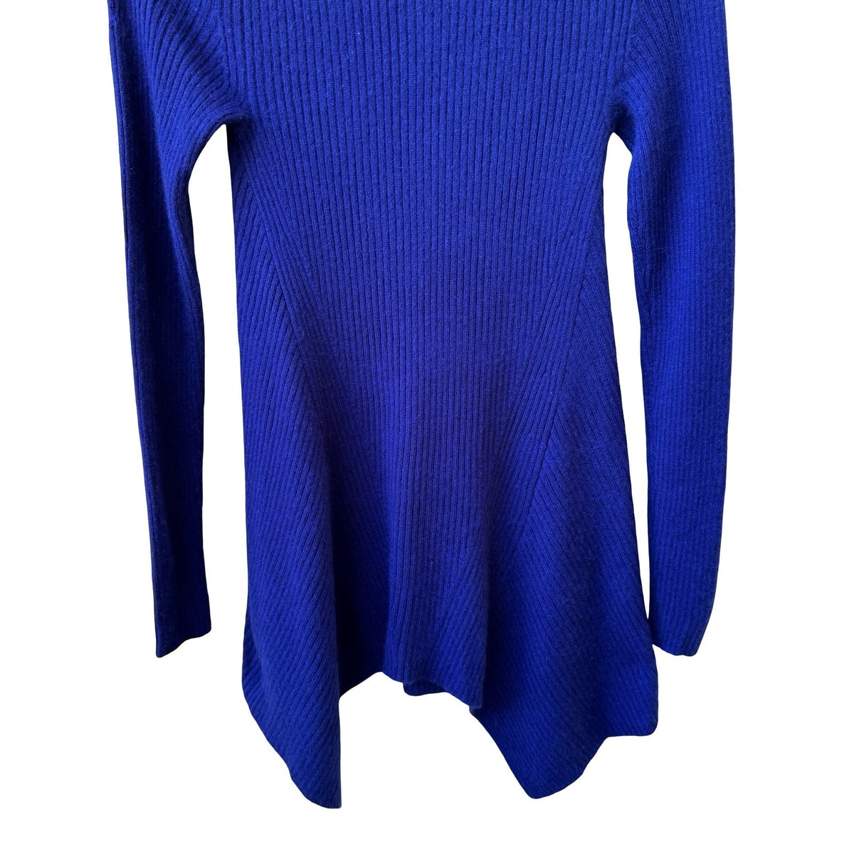 Antonio Melani Cashmere Luxury Ribbed Asymmetric Sharkbite Sweater Royal Blue S