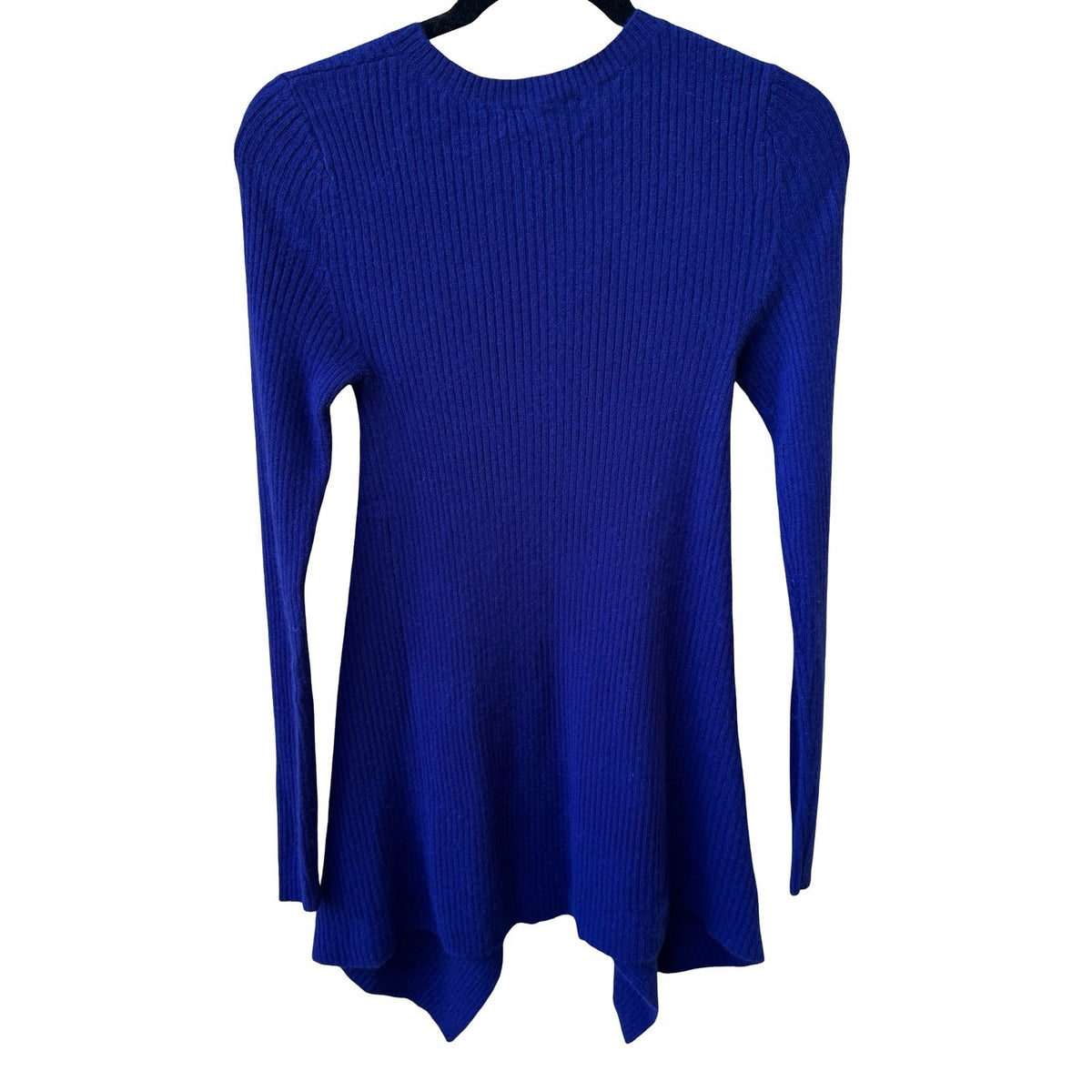 Antonio Melani Cashmere Luxury Ribbed Asymmetric Sharkbite Sweater Royal Blue S