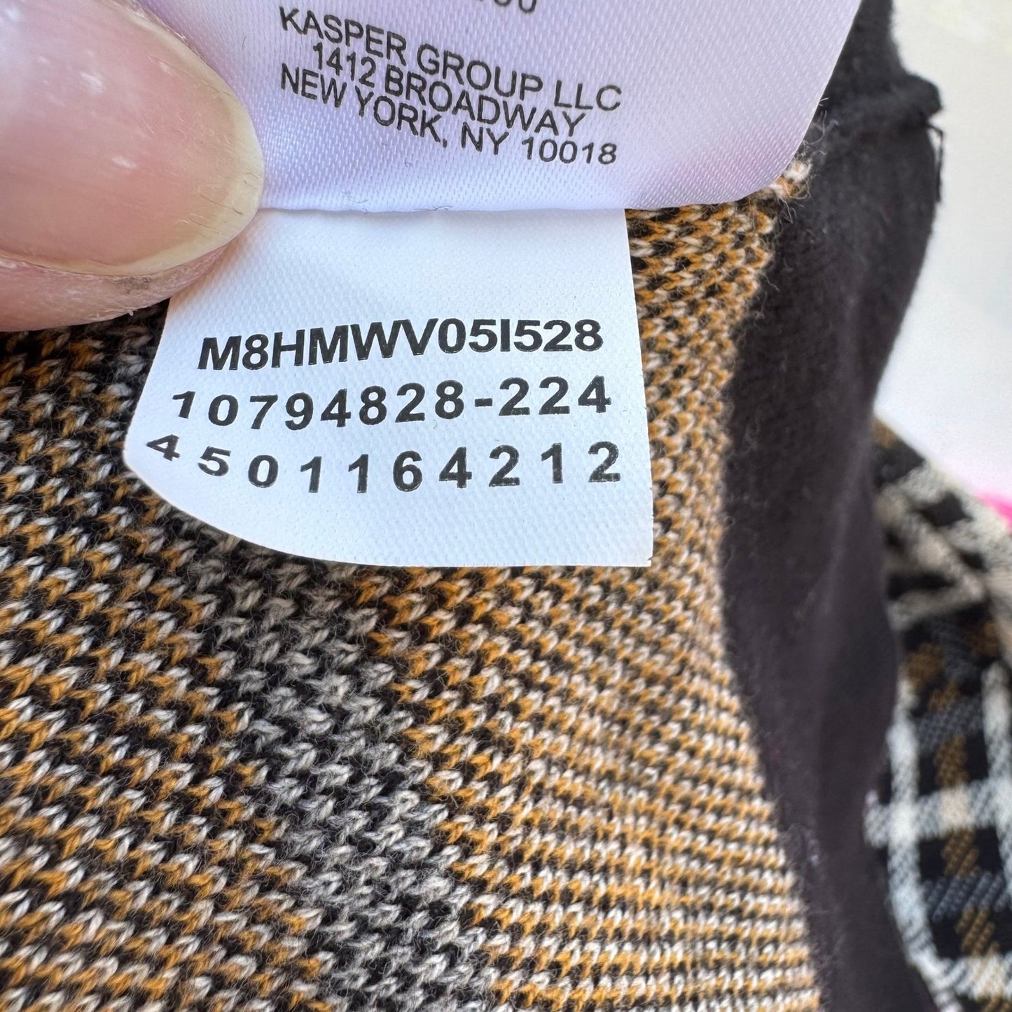 Jones New York Preppy Check Plaid Knit Old Money Cardigan Sweater Black Womens L