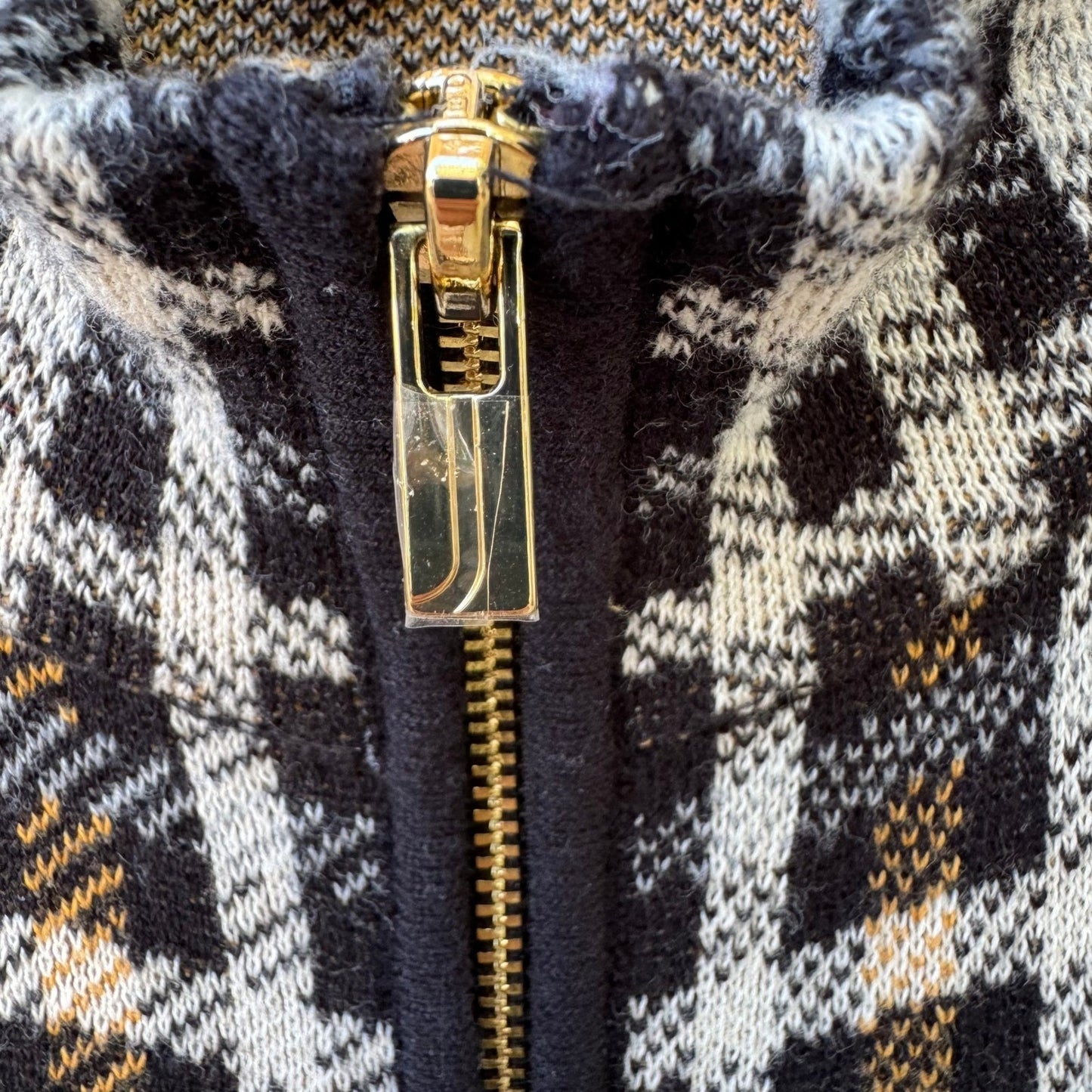 Jones New York Preppy Check Plaid Knit Old Money Cardigan Sweater Black Womens L