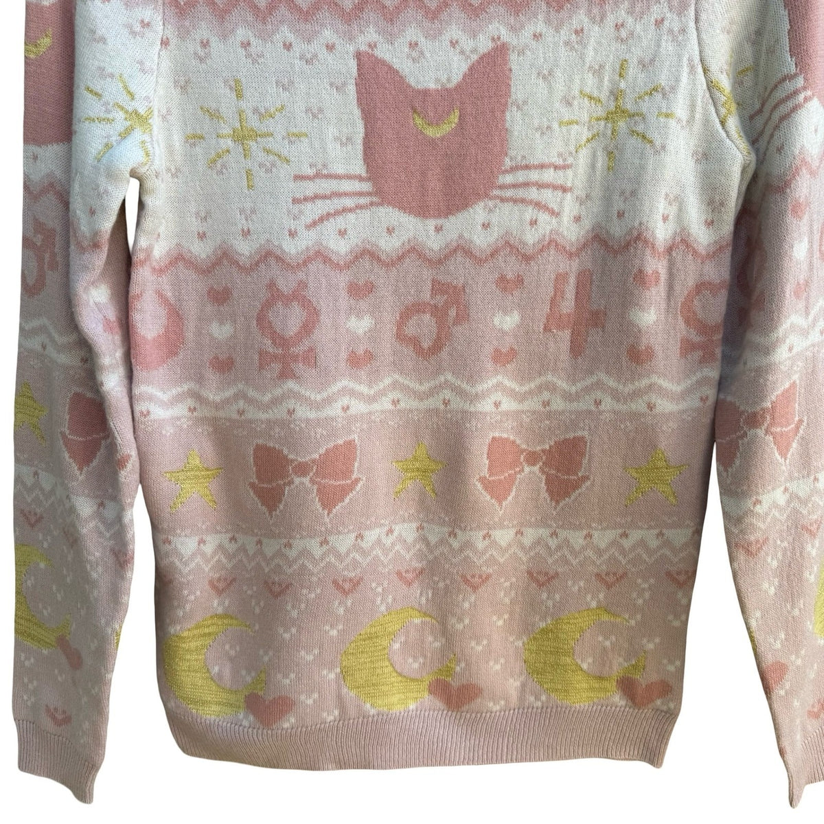 Sailor Moon Box Lunch Exclusive Luna Fair Isle Knit Sweater Pink XS Harajuku