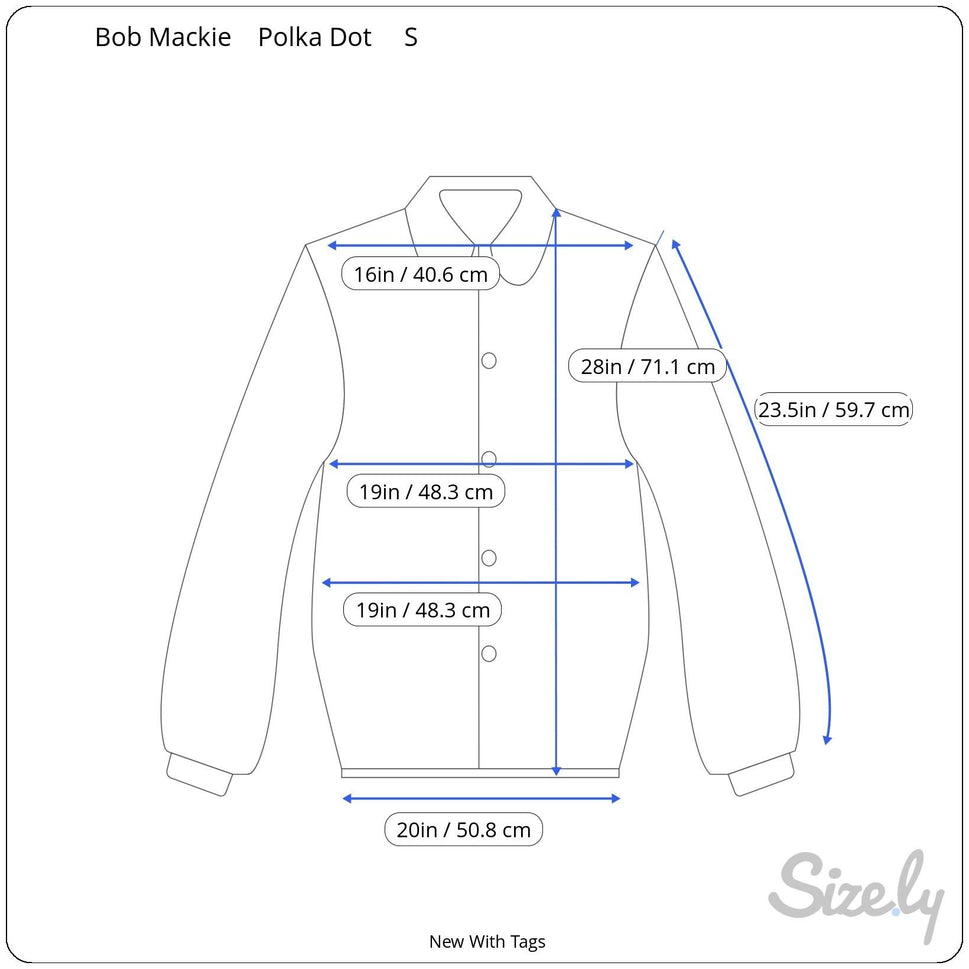 Bob Mackie Wearable Art Silk Black White Polka Dot Rose Embroidered Blouse New S