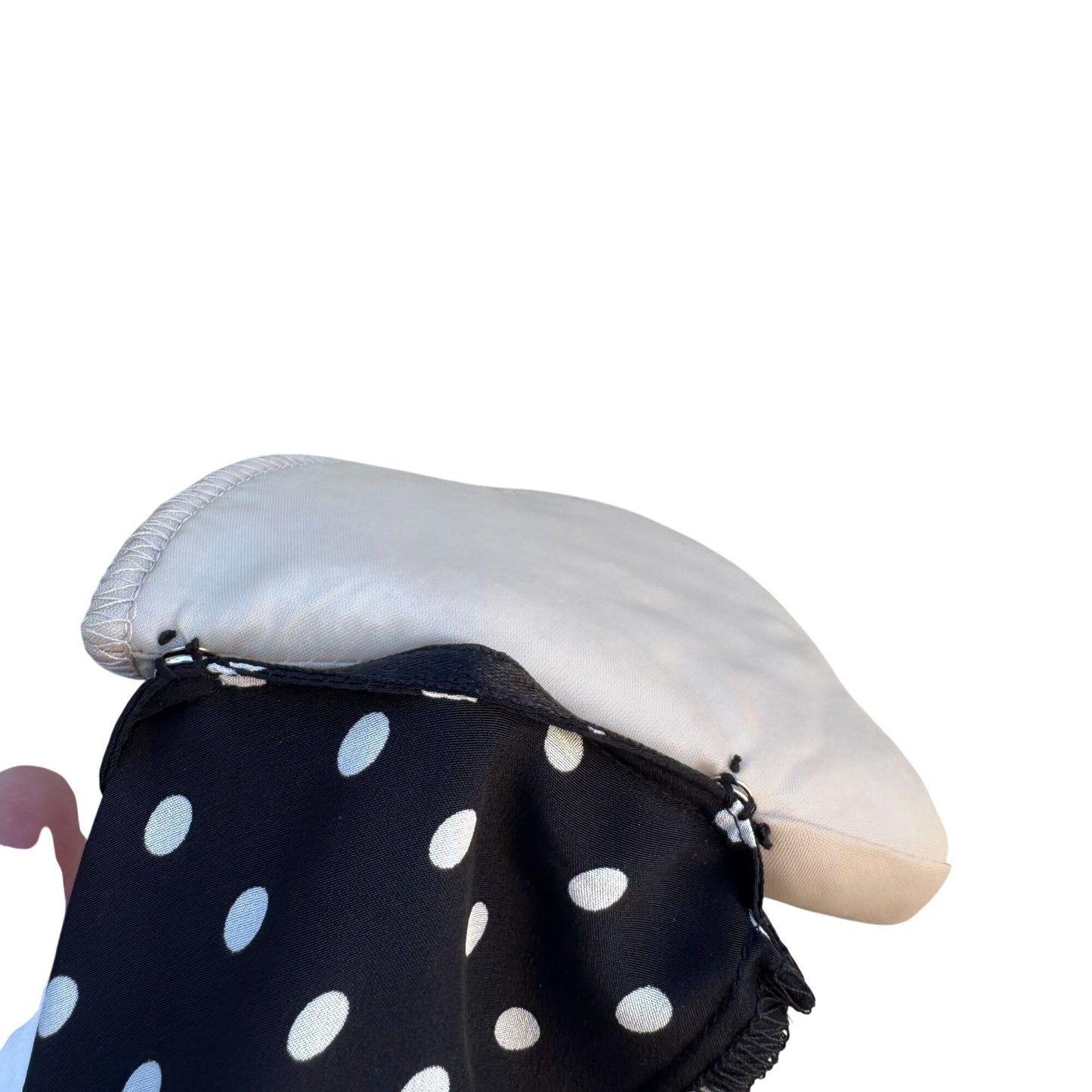 Bob Mackie Wearable Art Silk Black White Polka Dot Rose Embroidered Blouse New S