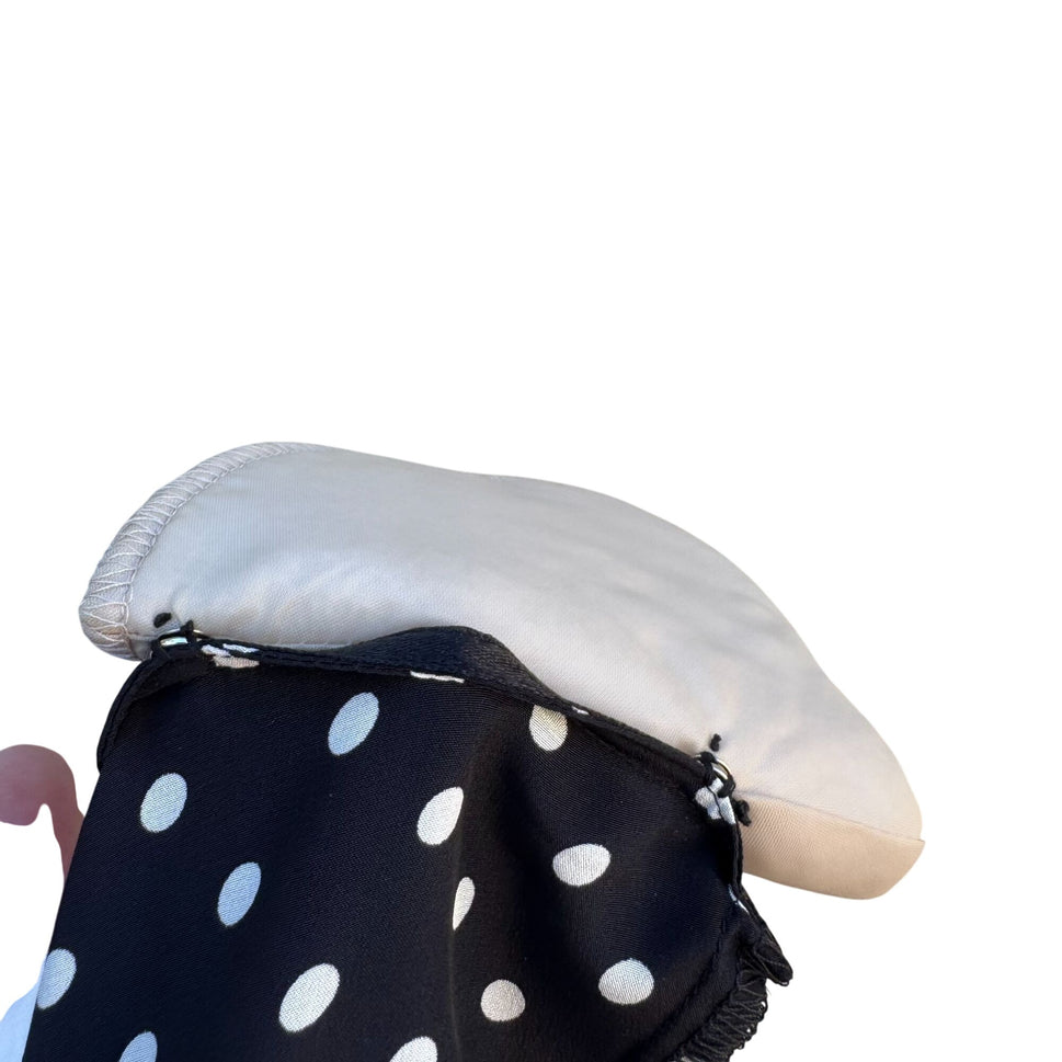 Bob Mackie Wearable Art Silk Black White Polka Dot Rose Embroidered Blouse New S